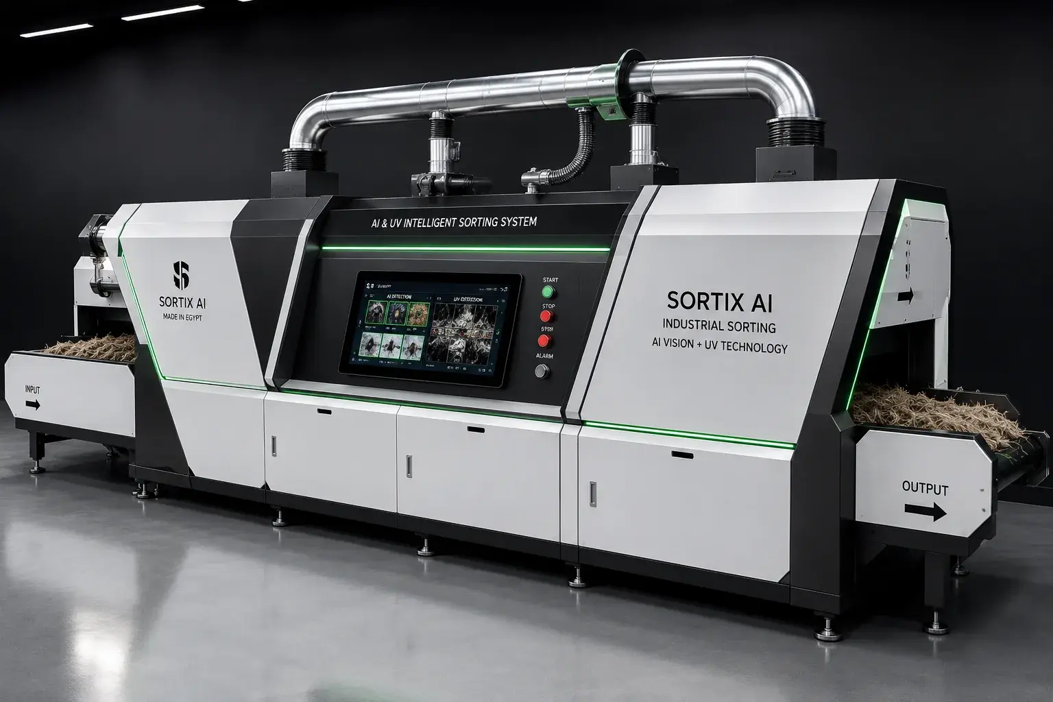 Rendering of the SORTIX AI + UV sorting machine